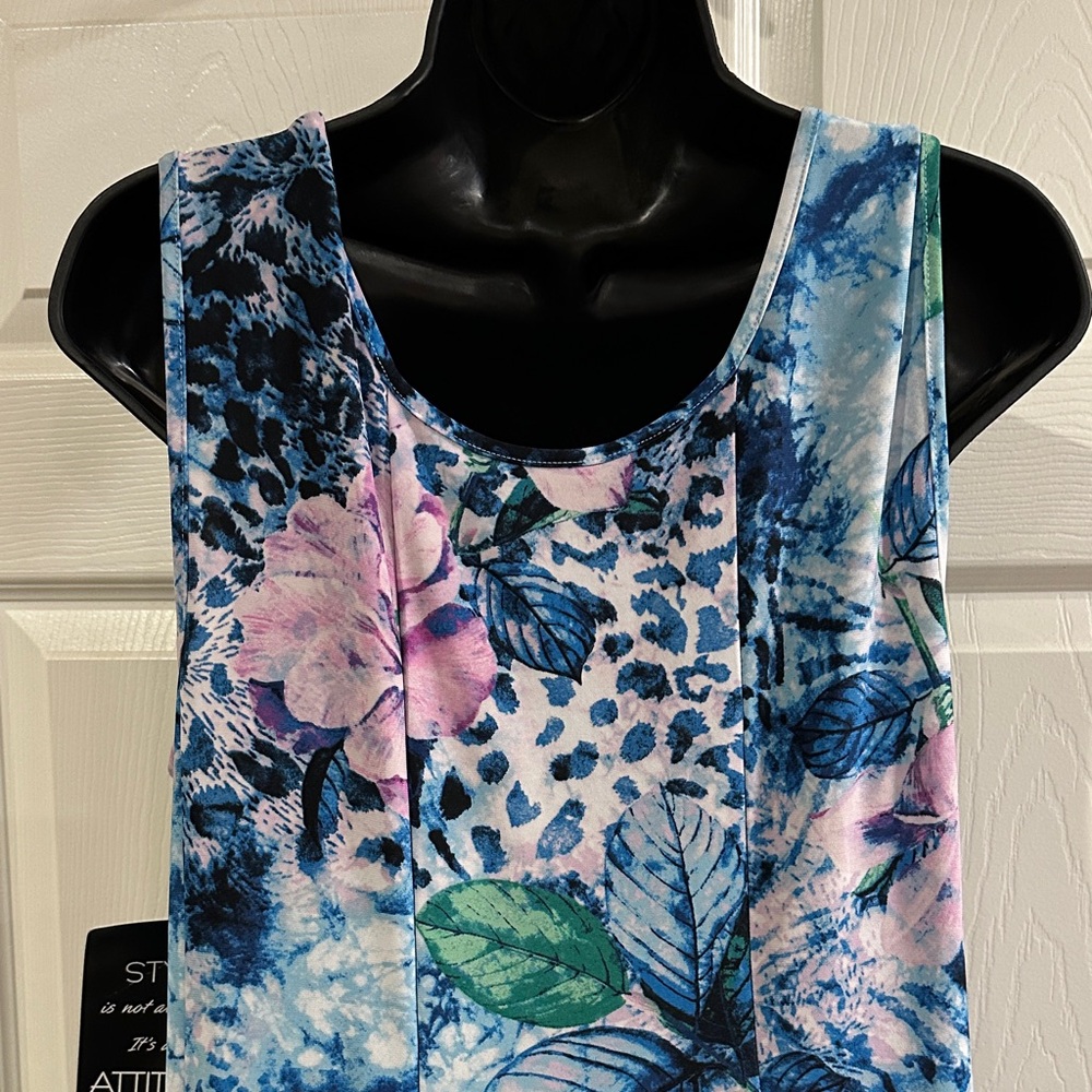 Attitudes by Renee Blue and Pink Patterned maxi Dress - Picture 9 of 15